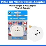 Pifco UK Visitor Mains Adapter, Wall Charger, 3 Pin Adapter, Tourist Adapter