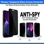 Privacy Tempered Glass Screen Protector For iPhone 15 Series 15, 15 Plus, 15 Pro, 15 Pro Max