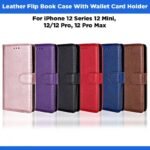 Leather Flip Wallet Card Holder Book Case Cover For iPhone 12 Series 12 Mini, 12/12 Pro, 12 Pro Max
