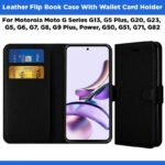 Leather Flip Book Case With Wallet Card Holder For Motorola