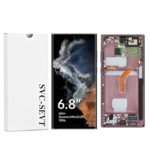Genuine LCD Screen For Samsung Galaxy S22 Ultra 5G (S908B) With Frame and Touchpad – Burgundy (GH82-27489B/GH82-27488B)