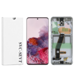 Genuine LCD Screen For Samsung Galaxy S20 4G/5G (G980 / G981) With Frame and Touchpad – Cloud White (GH82-22123B)