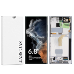 Genuine LCD Screen For Samsung Galaxy S22 Ultra 5G (S908B) With Frame and Touchpad – White (GH82-27489C)